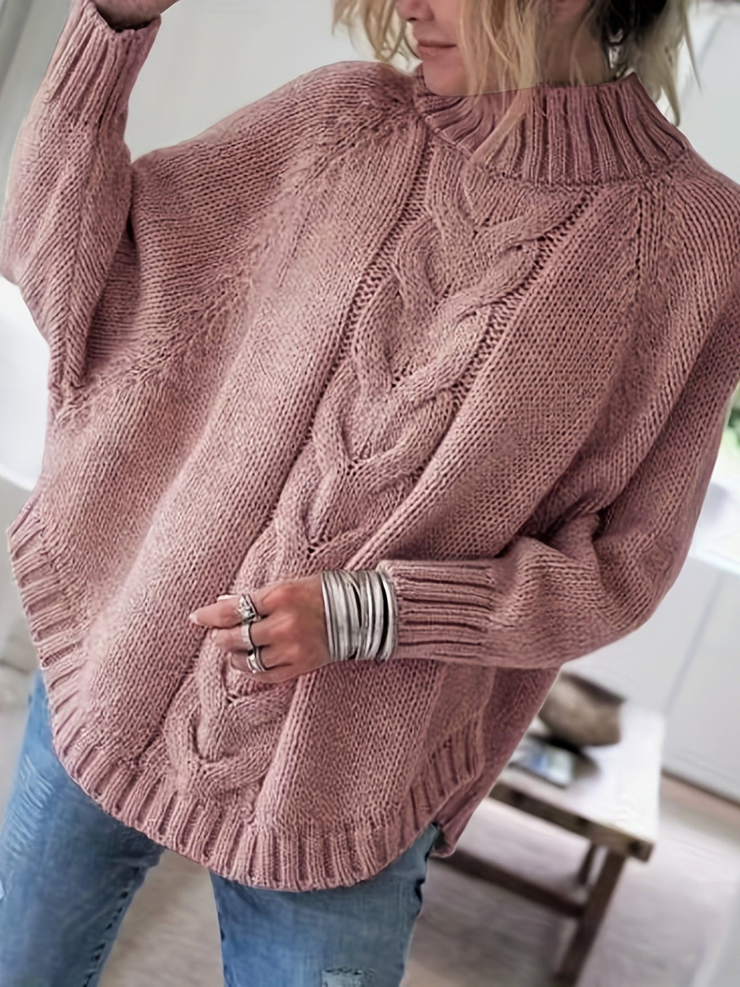 Corinna | Cable-Knit Sweater – Cozy High-Neck Style for Women