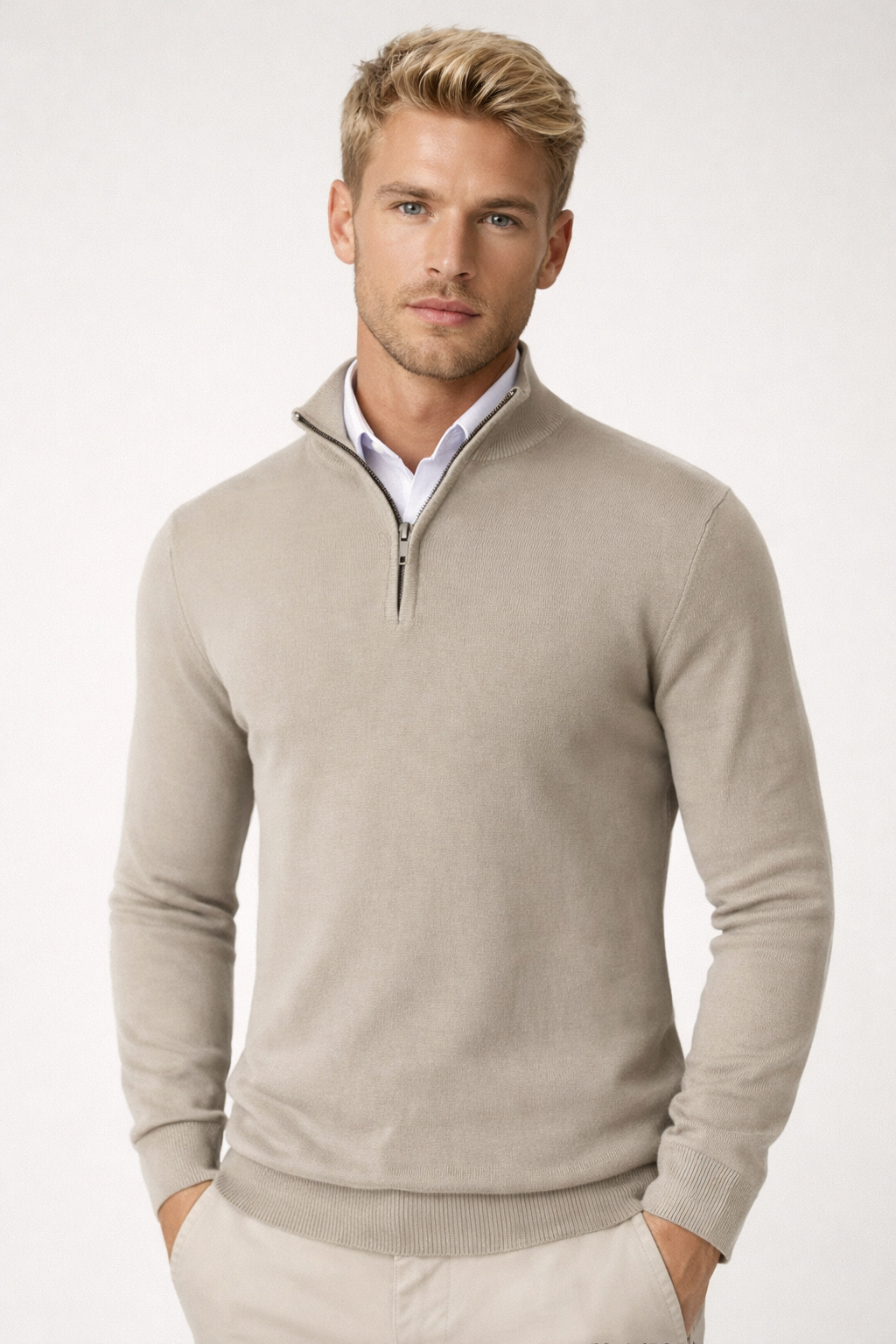 James | Modern and Casual Half Zip High Neck Sweater