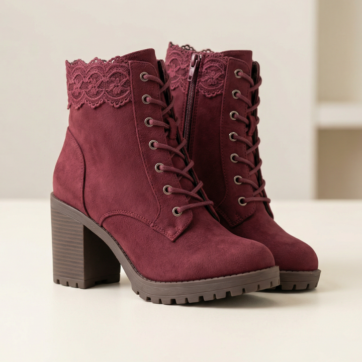 Lacelle | Suede Ankle Boots – Romantic Lace Trim for Women