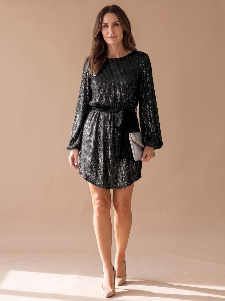 Mia | Sequin Mini Dress – Elegant Balloon Sleeve Style for Women