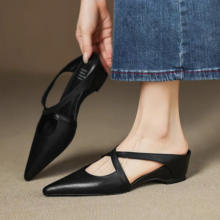 Camila | Mules eleganti e alla moda in pelle con cinturini incrociati