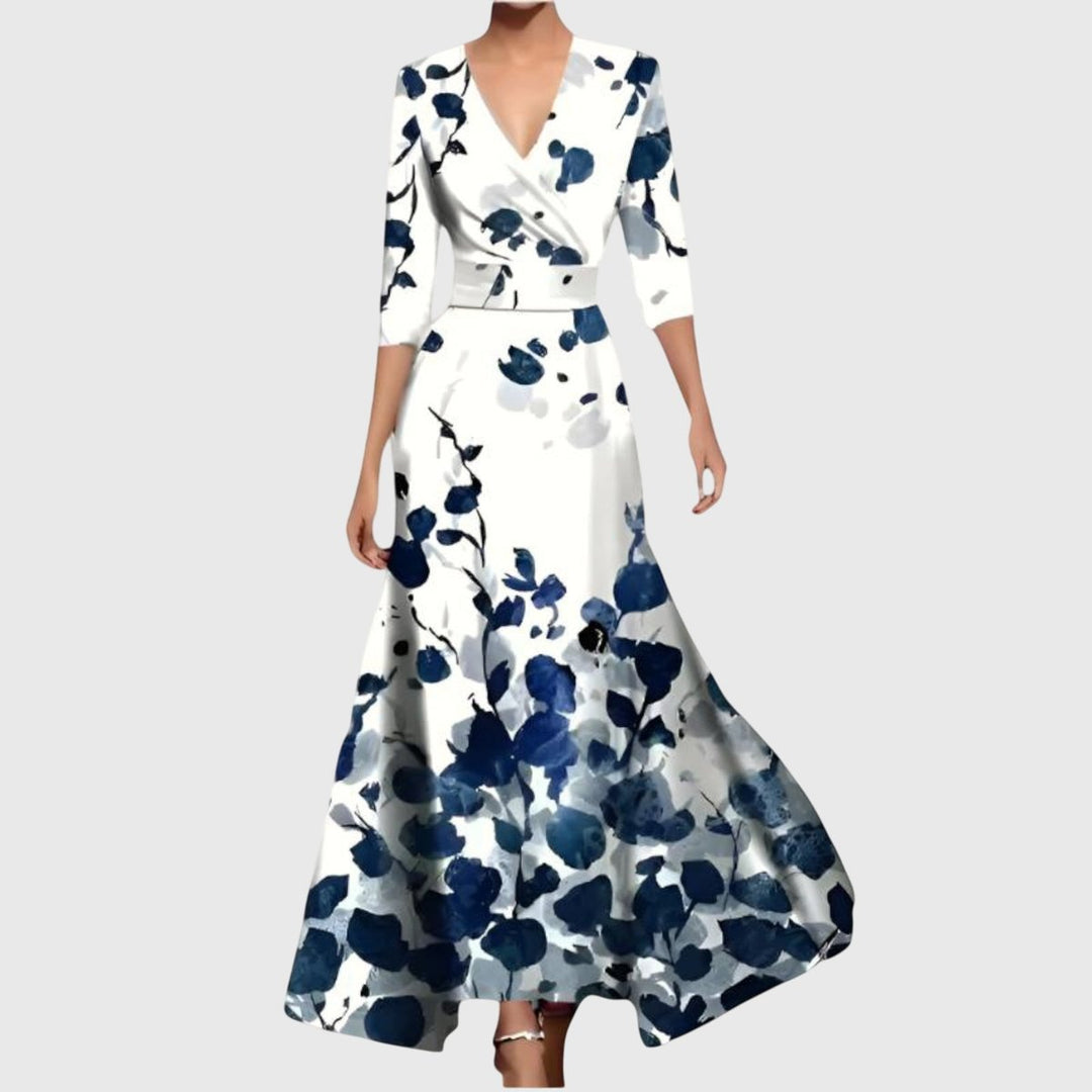 Mira | Robe longue fleurie audacieuse et féminine à manches longues