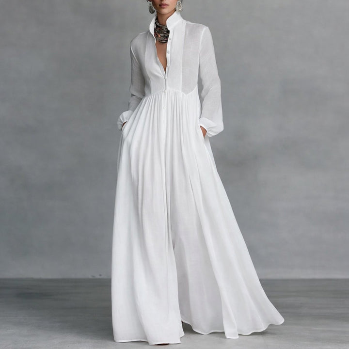 Jessika | Abito lungo elegante e versatile, fluido e in stile chemisier