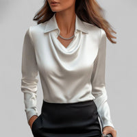 Martina | Elegant and Comfortable Draped Satin Blouse