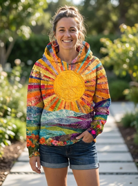 Katrin | Colorful And Cheerful Sunrise Graphic Hoodie