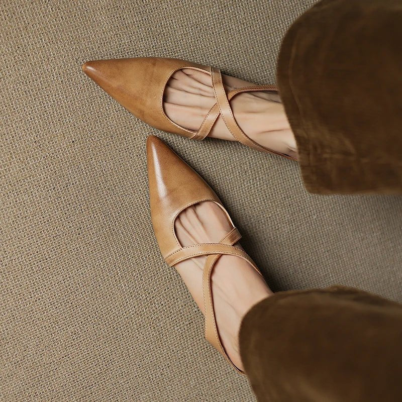 Camila | Mules eleganti e alla moda in pelle con cinturini incrociati
