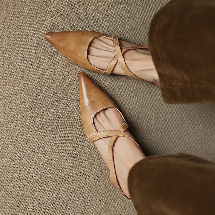 Camila | Mules eleganti e alla moda in pelle con cinturini incrociati