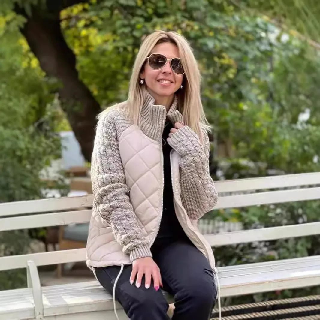 Quilora | Knitted Patchwork Puffer Jacket for Women