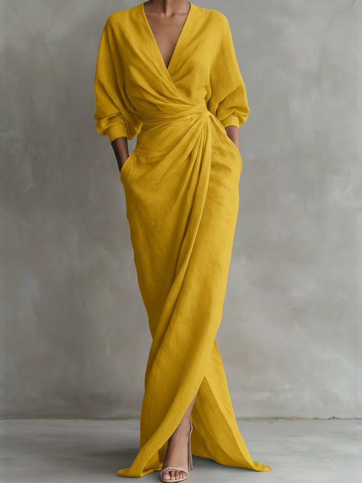 Rosalie | Robe longue portefeuille élégante et confortable à manches longues