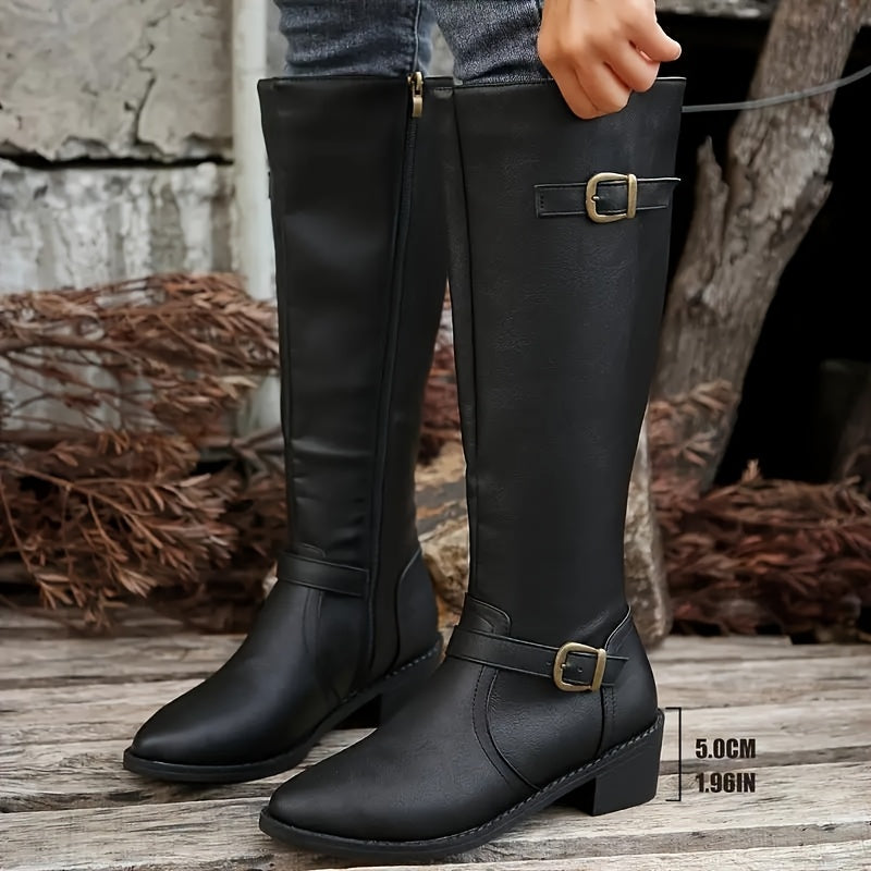 Isabella | Bottes raffinées à double boucle, hauteur genou
