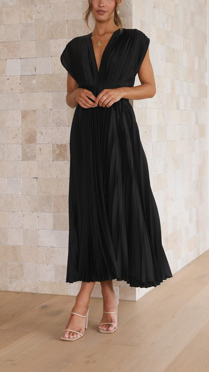 Maria | Pleated Maxi Dress for Wedding Guests