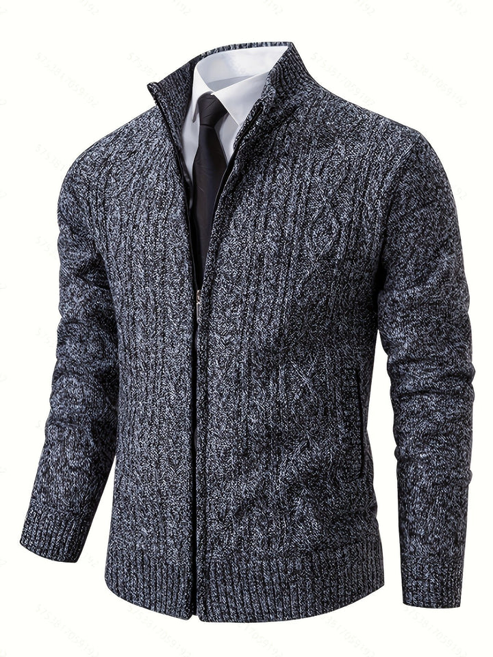 Walter | Full-Zip Cardigan – Textured Design for Men
