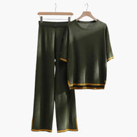 Brielle | Lightweight Short-Sleeve Knit Set with Wide-Leg Trousers