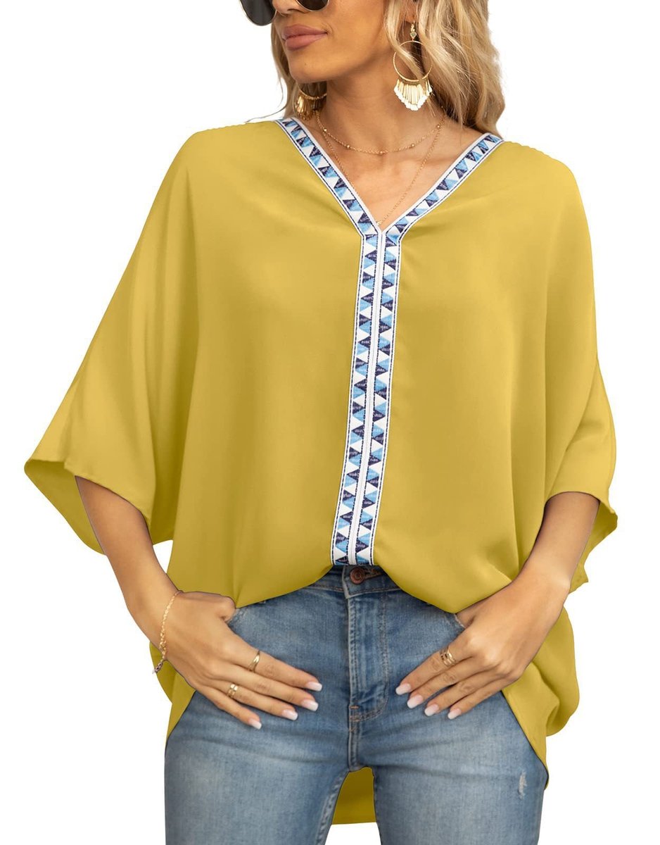 Sienna | Top tunica oversize bohémien con ricami e scollo a V