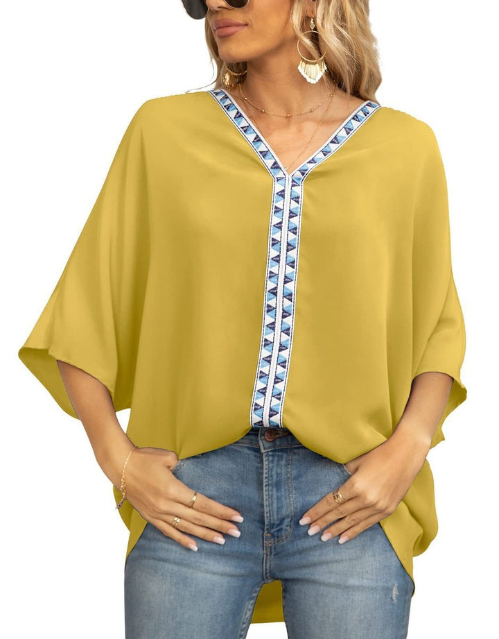 Sienna | Top tunica oversize bohémien con ricami e scollo a V