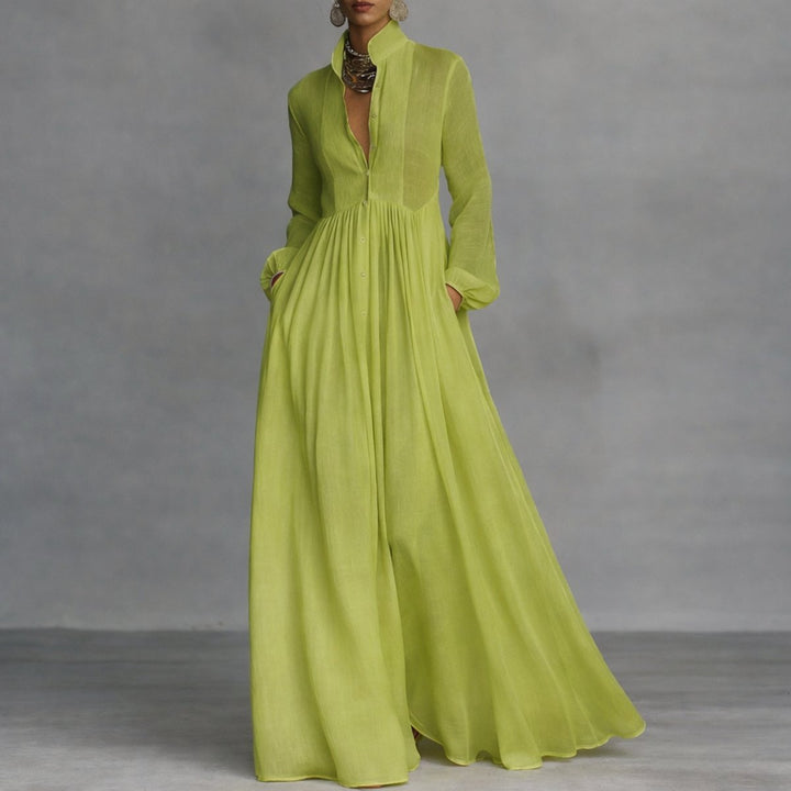 Jessika | Abito lungo elegante e versatile, fluido e in stile chemisier