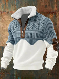 Liam | Cozy Colorblock Half-Zip Fleece Collar Knitted Sweater