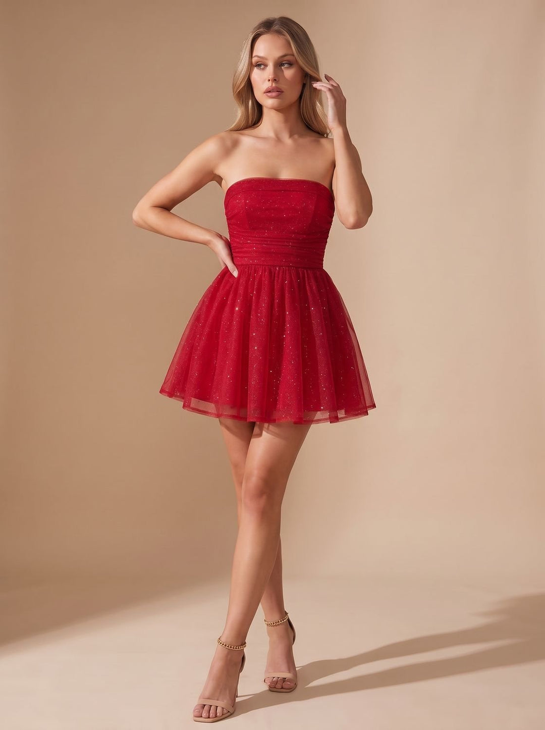 Mia | Mini Dress – Glitter Pleated Bustier for Women