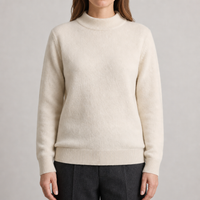 Bethany | Pure Cashmere Mock-Neck Knit Sweater with Ribbed Finishing