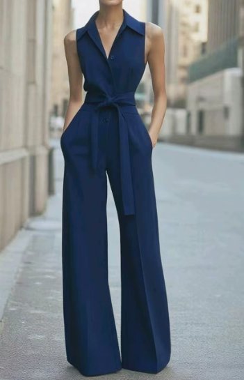 Marie | Wide-Leg Jumpsuit – Tailored Sleeveless Style for Women