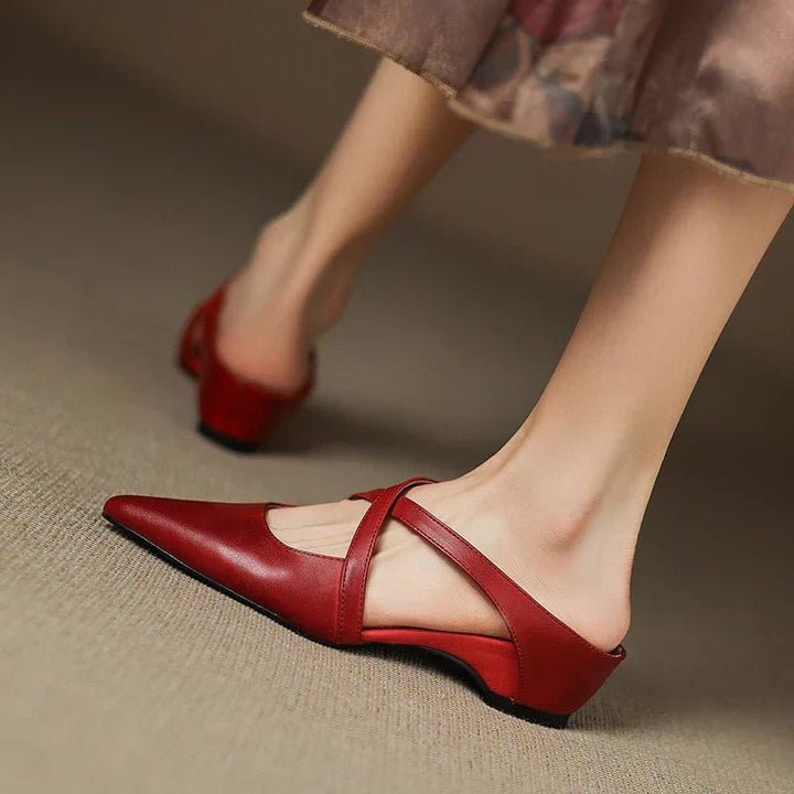 Camila | Mules eleganti e alla moda in pelle con cinturini incrociati