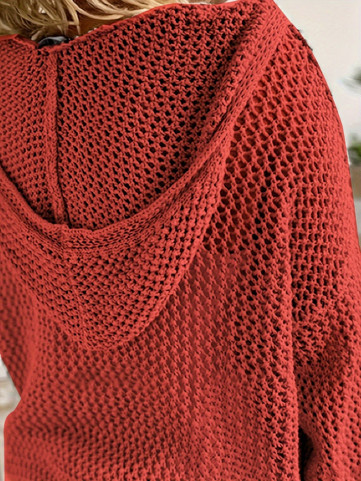 Delaney | Open-Knit Hooded Sweater – Relaxed Style for Women