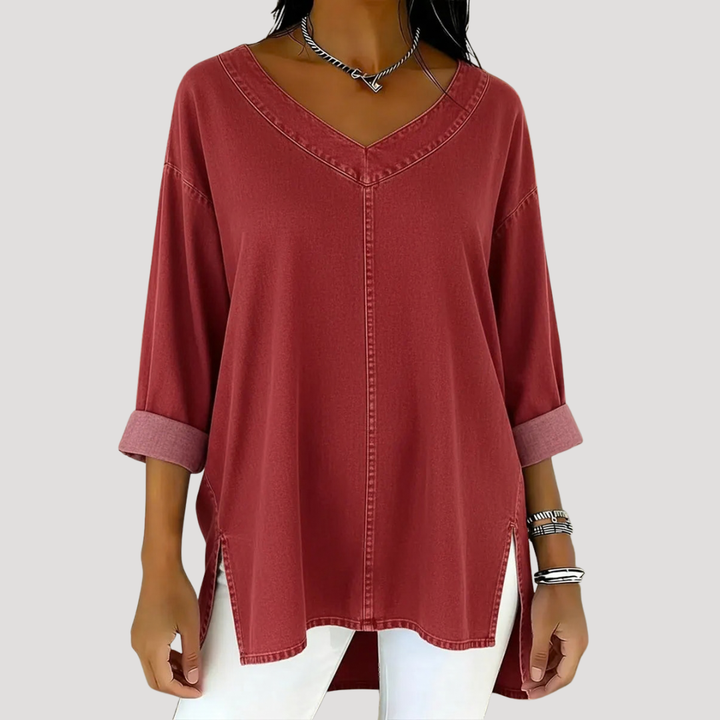 Elena | Top tunica lungo da donna elegante e comodo con scollo a V
