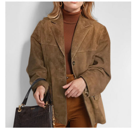 Victoria | Blazer lussuoso e morbido in camoscio