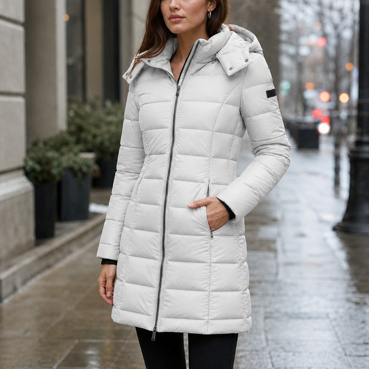 Wearbella | Mid-Length Puffer Jacket for Women with Hood
