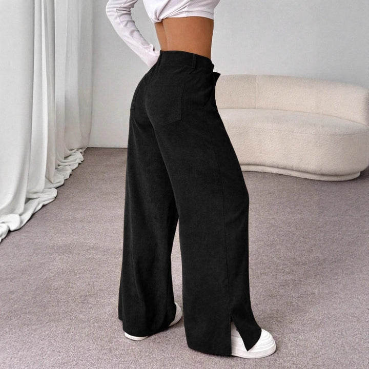 Maya | Pantaloni confortevoli a vita alta, a gamba larga, con spacco