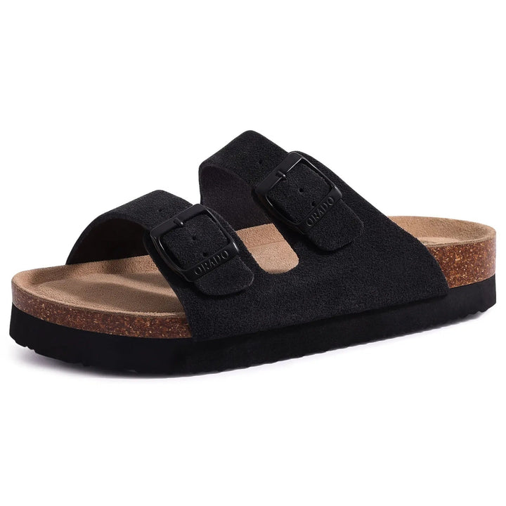 Isabella | Mules in camoscio eleganti e comode con suola in sughero