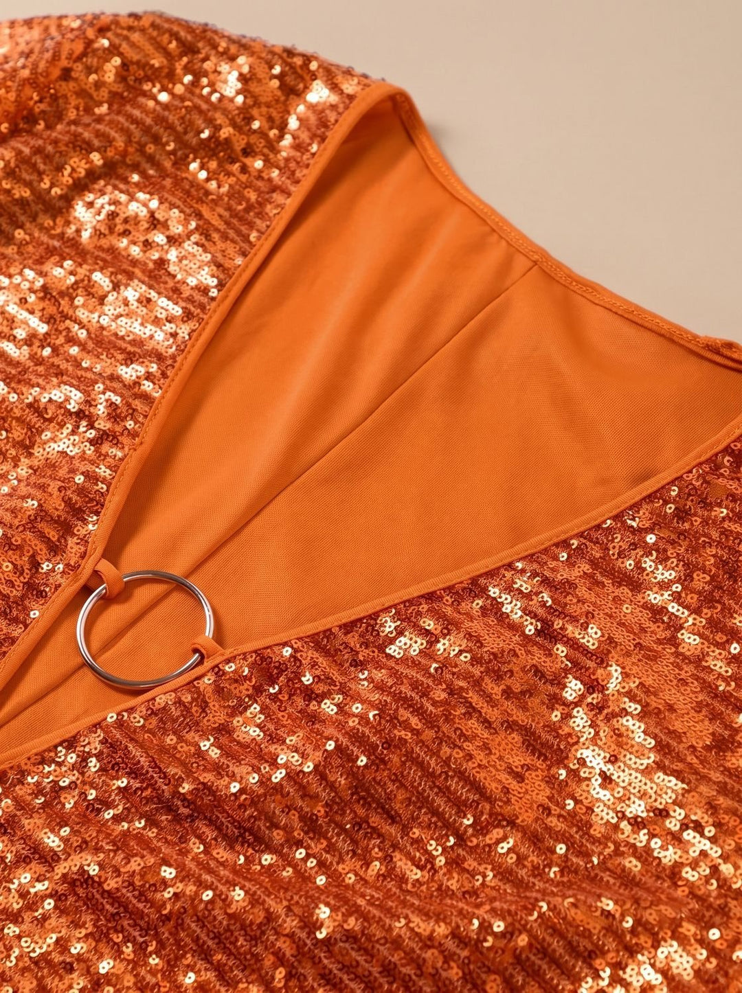 Olivia | Sequin Mini Dress – Plunge Neck with Flared Sleeves for Women