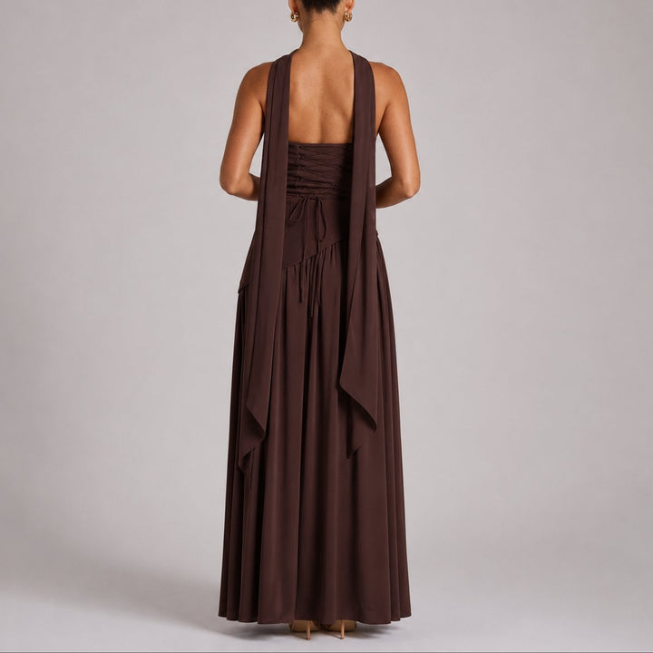 Sophia | Elegante abito lungo da cerimonia autunnale senza spalline