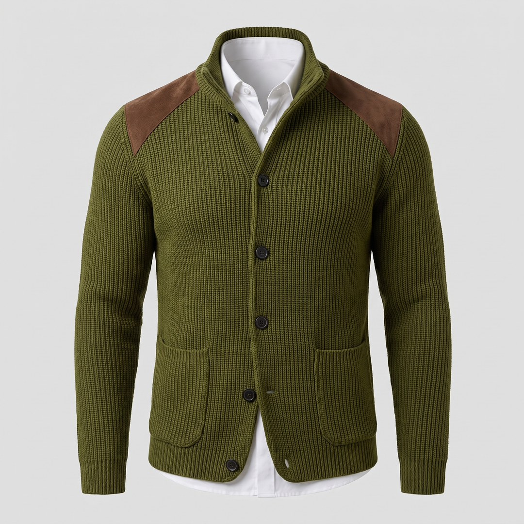 Davenport | Knitted Blazer with Unique Suede Accents for Men