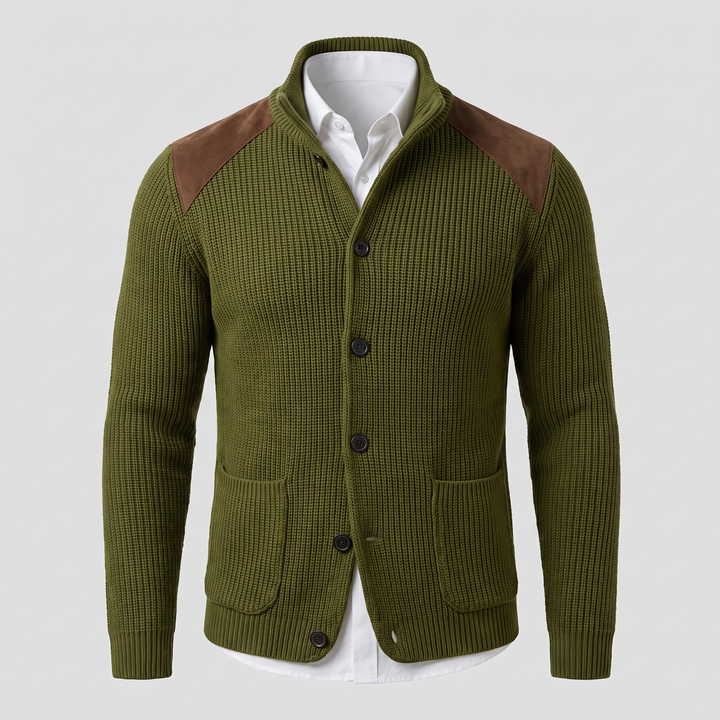 Davenport | Knitted Blazer with Unique Suede Accents for Men
