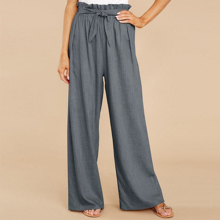 Madison | Leichte Hose mit hoher Taille, weitem Bein und Bindegürtel