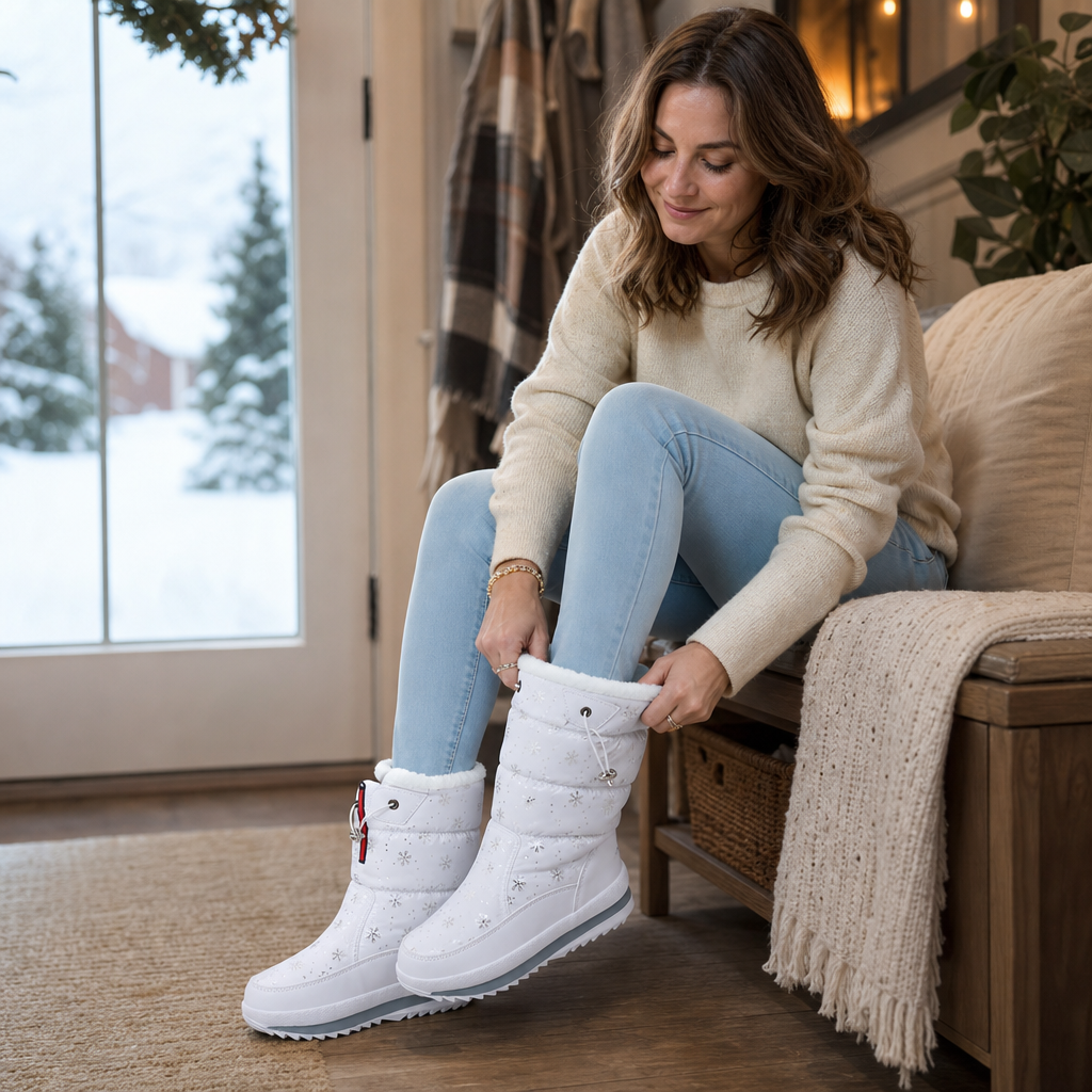 Frostelle | Snowflake-Print Winter Boots for Cozy Feet