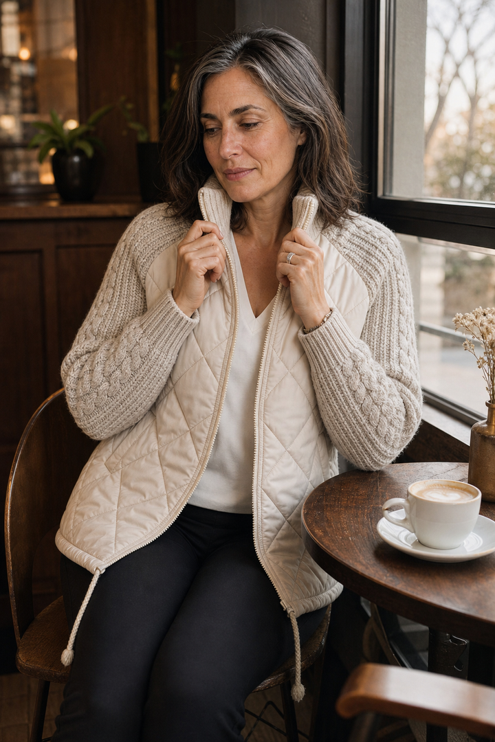 Knitpuff | Knit-Panel Quilted Puffer Jacket for Women