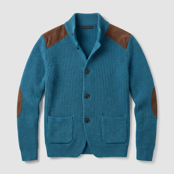 Davenport | Knitted Blazer with Unique Suede Accents for Men