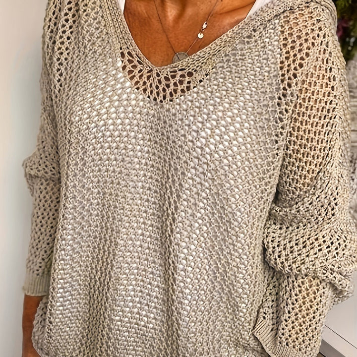 Delaney | Open-Knit Hooded Sweater – Relaxed Style for Women