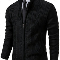 Mark | Refined Cable Knit Full-Zip Stand Collar Cardigan