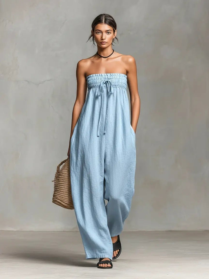 Hannah | Wide-Leg Jumpsuit – Elegant Strapless Design for Women