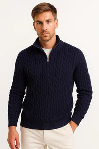 Oliver | Classic And Lightweight Cable Knit Sweater With Quarter Zip