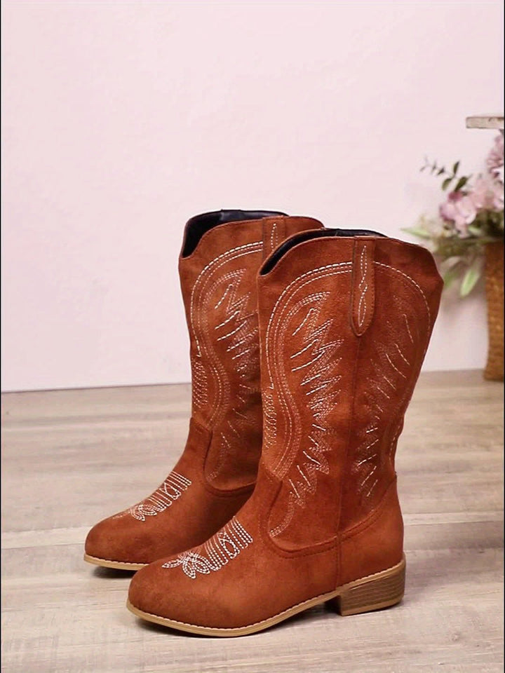 Camille | Stivali da cowboy western classici con cuciture per polpacci larghi