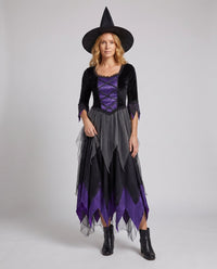 Katharina | Traditional Style Lace-Up Tulle Witch Costume For Halloween