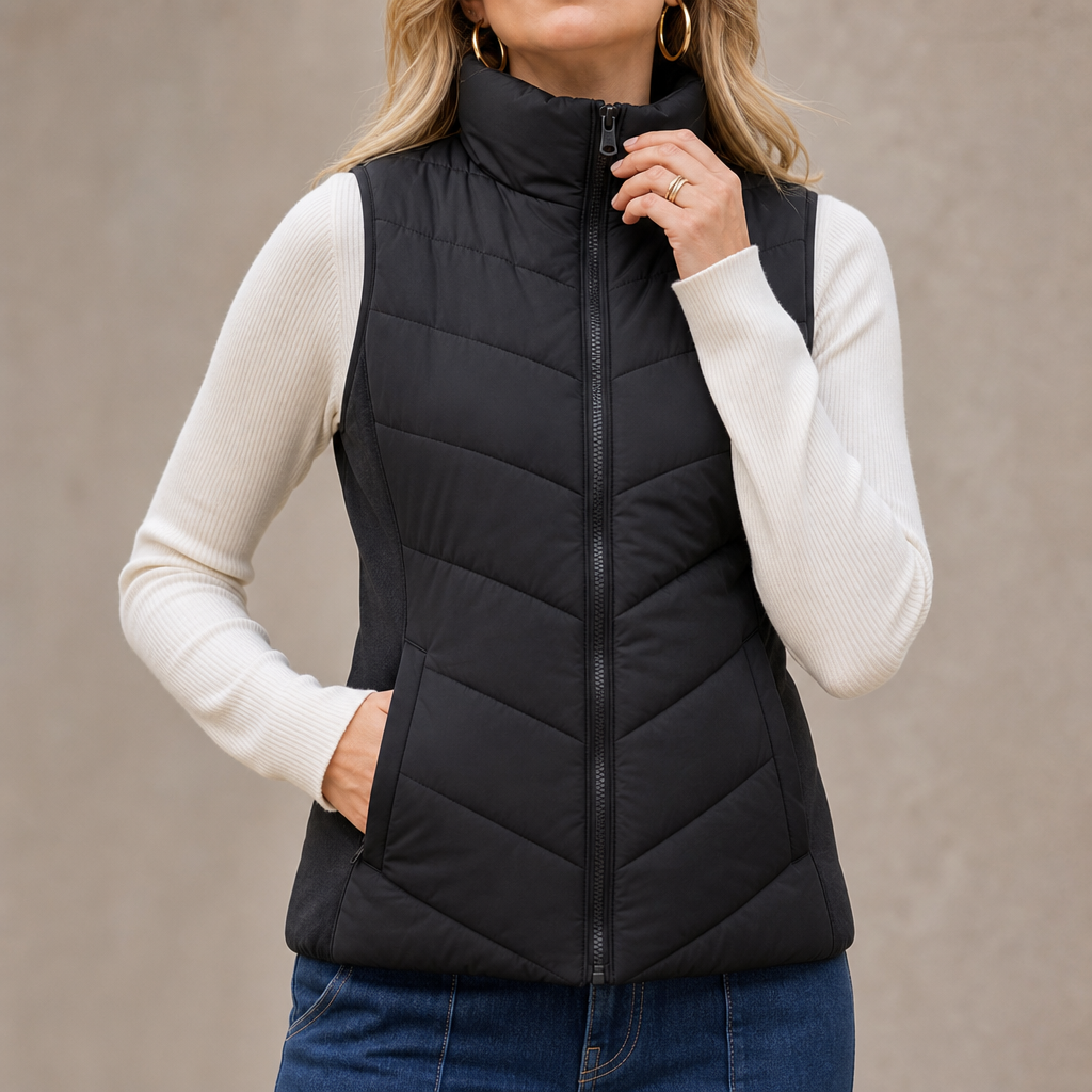 Layerly | Quilted Puffer Vest – Stand Collar Style for Women