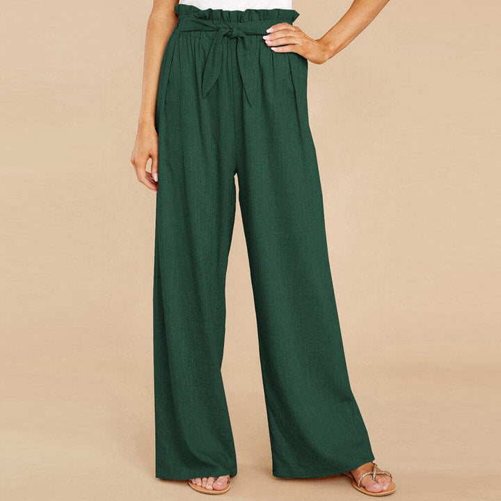 Madison | Leichte Hose mit hoher Taille, weitem Bein und Bindegürtel