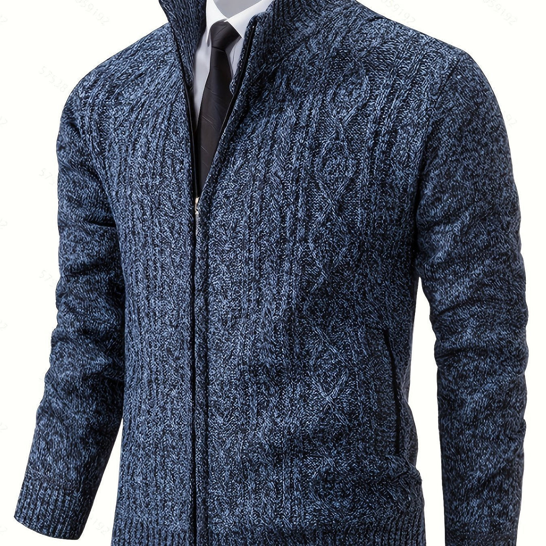 Walter | Full-Zip Cardigan – Textured Design for Men