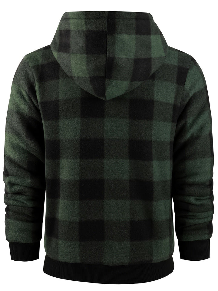 Declan | Zip-Up Hooded Jacket – Cozy Plaid Design for Men