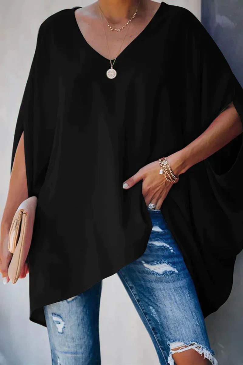 Camille | Top tunica oversize con maniche a pipistrello e scollo a V